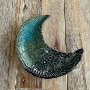 Studio Pottery Crescent Moon Trinket Dish